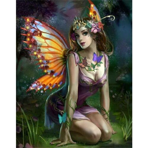 Butterfly Girl 3D Diamond Painting Round Cross Stitch Full Square Diamond Embroidery Sale Diamond Mosaic Home Decoration