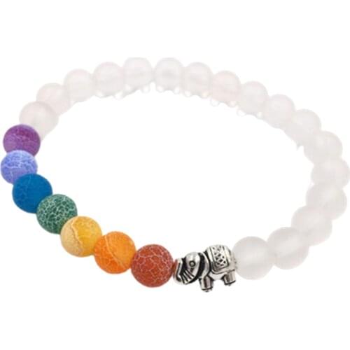 7 Chakra Bracelet 8mm Black Frosted Bracelet 3D Buddhas Head + Energy Stone Colorful Buddhist Bead Bracelet Women Men d88