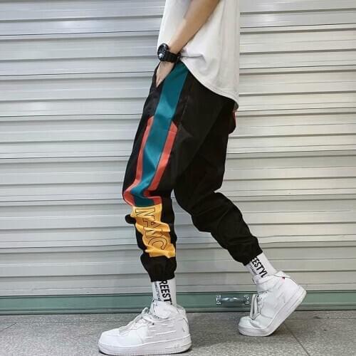 Hip Hop Streetwear mens Splice Joggers Pants Fashion men Casual Cargo Pant Trousers High Street Elastic Waist Harem Pant men