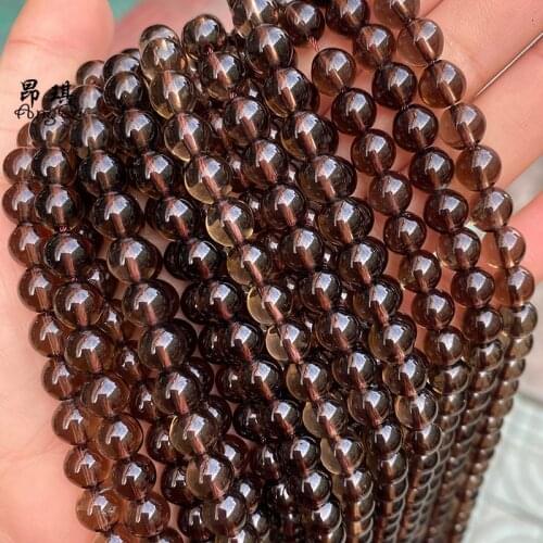 5A Natural Stone Smooth Smoky Quartzs Round Loose Beads 4 6 8 10 12mm Pick Size Crystal Beads For Jewelry Making DIY Bracelet