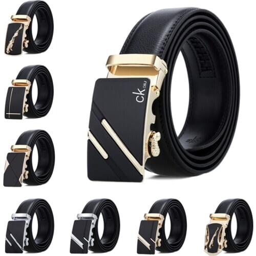 CKobj Mens Belt Mens High Quality Business Automatic Buckle Leather Belt Mens Luxury Plus Size 90-150cm Belt Free Shipping