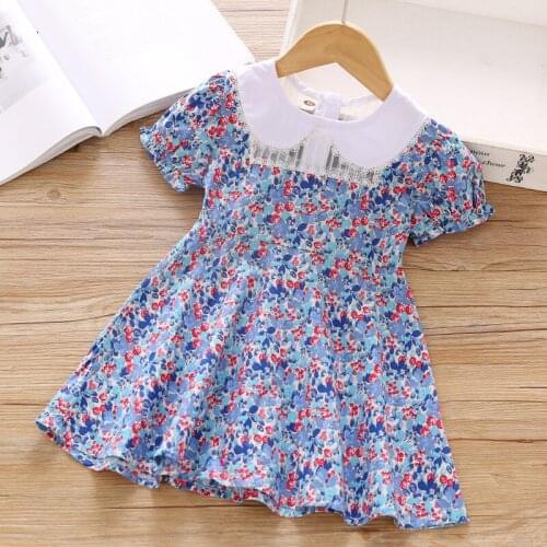 Kids Dresses for Girls Flower Lace Short Sleeve Princess Dress Party Birthday Costume Little Children Clothes Vestidos Kids
