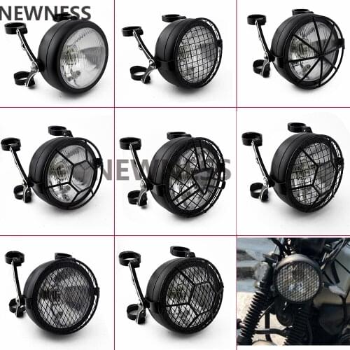 Retro Cafe Racer 6.5" Motorcycle Round Headlight Head Lamp Cover Halogen Front Light High Low Beam Bracket For Harley Suzuki
