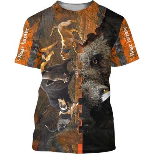 Animal Bear/Boar/fishing/Sloth/Deer hunting 3D Printed Men t shirt summer Harajuku Short sleeve shirts Unisex Casual T-shirt top