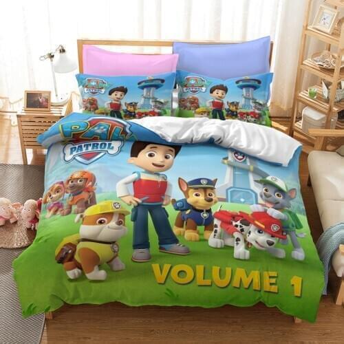 Paw Patrol Chase Skye Marshall Everest Bedding Suit Quilt Cover 3D Printed Bed Spead Bedroom Bed Duvet Cover 2/3pcs Set Kid Gift