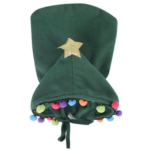 Legendog Christmas Cat Cloak Colorful Star Fuzz Ball Decorated Cute Pets Clothes Hooded Coat For Festival Cosply Supplies