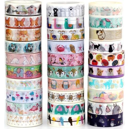 15mmx10m Decor Washi Tape Animal Set Llamas Dog Cat Flamingo Elephant Polar bear Birds DIY Masking Tapes School Office Supplies