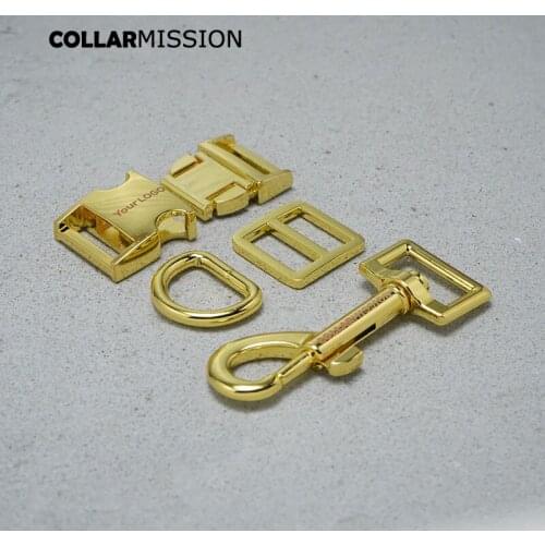 Metal buckle+Tri-Glid+D ring+metal dog clasp/set) We provide laser engraving service customize LOGO for dog collar parts 20mm