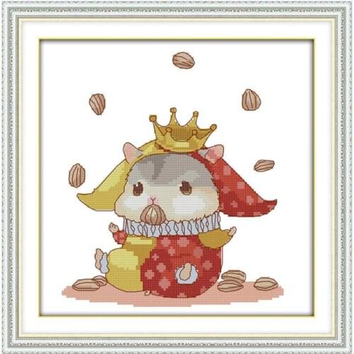 The cute little hamster cross stitch kit DIY embroidery set handmade needlework cross-stitching DMC color Dreamfounder