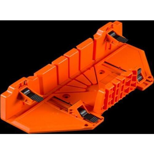 Multifunctional Miter Saw Box Cabinet 0/22.5/45/90 Degree Saw Guide Woodworking Orange 14inch ABS Plastic Mitre Box with Clamp