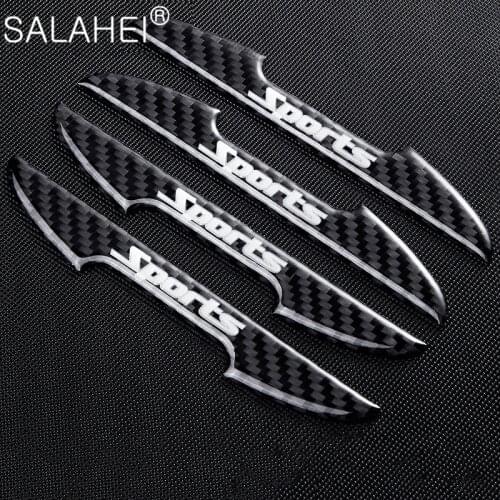 4Pcs Car Logo Door Edge Carbon Fiber Pattern Guard Scratch Protector Stickers For Volvo Sport V70 XC40 XC60 90 S60 V60 VW Golf