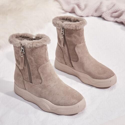 Top Quality 2020 New Flat Bottom Wild Plus Velvet Cotton Shoes Snow Boots Female Thick Bottom Non-slip Winter Shoes Soft Sole