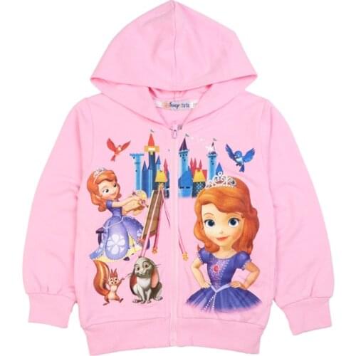 Disney 2021 New Spring Autumn Girls' Jackets Baby Childrens Hooded Kids Coat Clothing Fashion Anime Clothes Sofia 2-8 Years Old