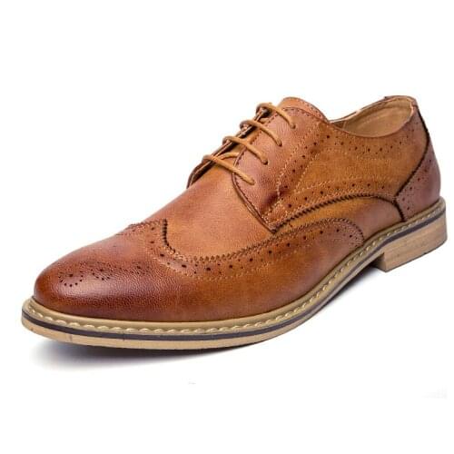 New Leather Brogue Mens Flats Shoes Casual British Style Men Oxfords Fashion Brand Dress Shoes For Men Footwear Big Size dh24