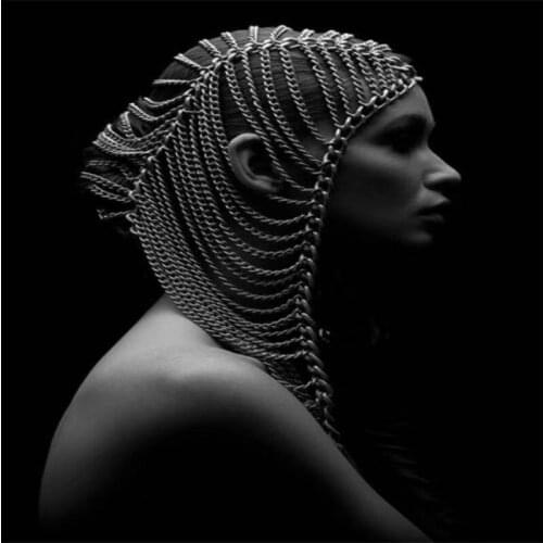 Wholesale Deluxe all metal chain gold long stream Su punk headwear chain suitable for ball nightclub womens party headwear