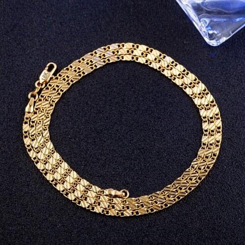 Hot noble 18K gold 16-24 Inches 2MM flat Clavicle chains Necklaces for Men Women fashion party wedding Jewelry Holiday gift