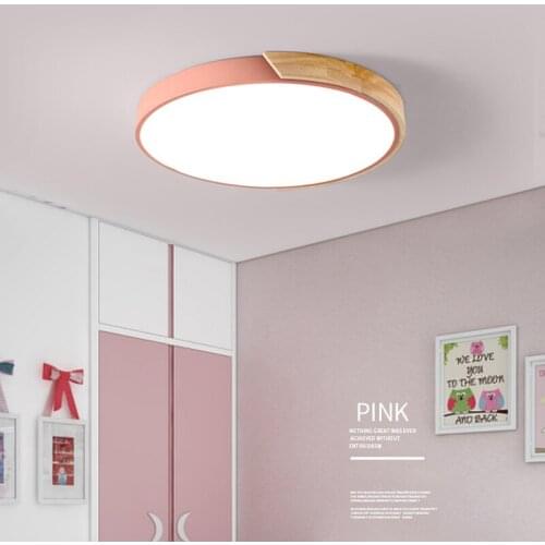Nordic LED Ceiling Light ultra-thin Wood Ceiling lamp Surface Mount Remote Control For dining room kids room light fixture