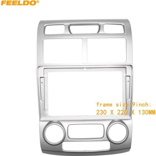 FEELDO Car Audio 9" Big Screen Fascia Frame Adapter For KIA Sportage 05-10 2DIN Dash Fitting Panel Frame Kit #HQ7085