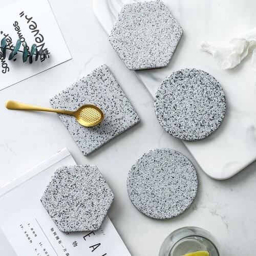 Nordic Granite Insulated Coasters Western Mats Creative Ceramic Cork Coasters Marbled Slip Coasters