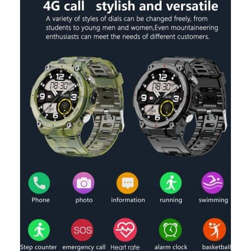 Q998 Outdoor 4G Smart Watch 1.28" Rugged Screen Waterproof IP68 Dustproof Swimming SOS Camera Fitness Tracking Sport Smartwatch