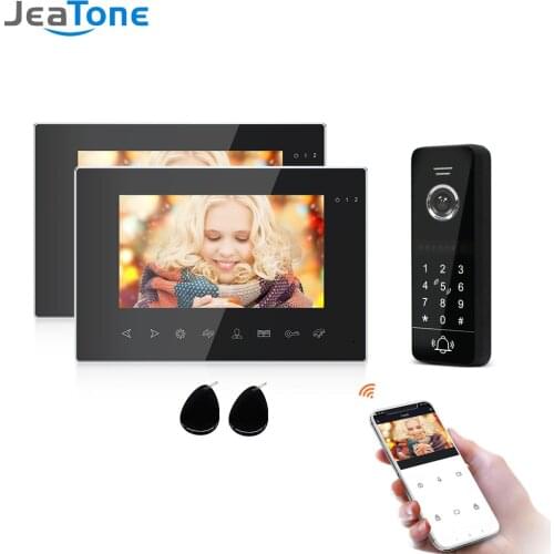 Jeatone Wifi Video Intercom Wired Video Door Phone Doorbell with 7- inch Color Monitor and Waterproof Doorbell Support Unlock