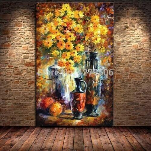 High quality 100% Hand-painted Knife Oil Painting On Canvas Abstract sunflower flower Pictures Wall Art Landscape oil Paintings