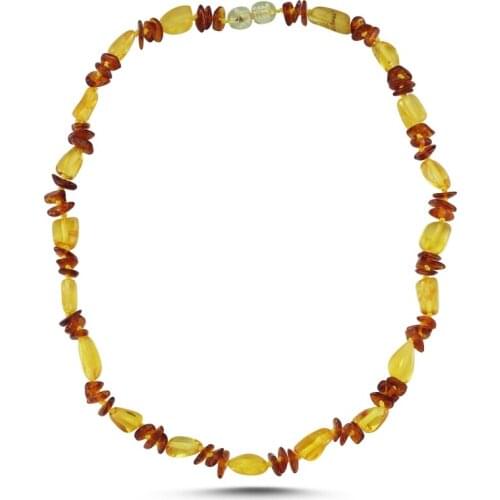 KUTAYDAN Drop Amber Necklace 925 Sterling Silver