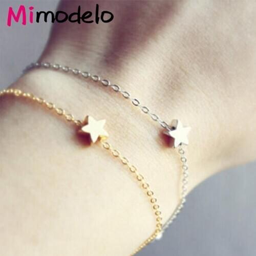 Women Girls Fashion Jewelry Gift Silver Simple Charm Chain Star Bracelets