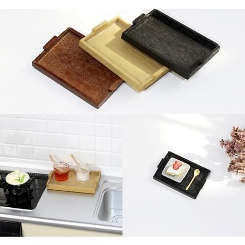 1/12 Dollhouse Miniature Wooden Plate Retro Simulation Tray Doll House Kitchen Decoration