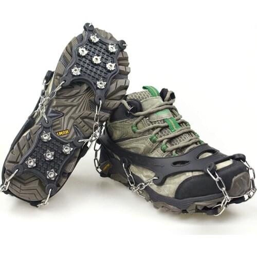 1 Pair 12 Teeth Ice Gripper Spike for Shoes Anti Slip Hiking Climbing Snow Spikes Crampons Cleats Chain Claws Grips Boots Cover