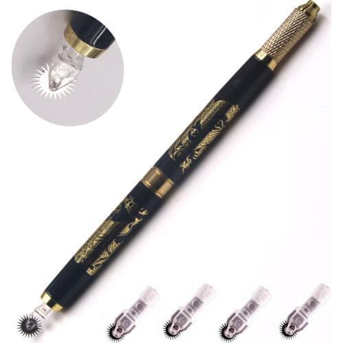 10pcs New Arriving Easy Coloring Roller Pin Microblading Needles for Embroidery pen permanent makeup with 1pcs manual pen
