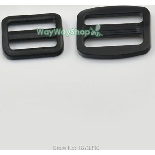 100 pcs 1" 25mm & 3/4" 19mm Adjustor Triglides Slides for Buckle Leather strap Belt Webbing Black Plastic