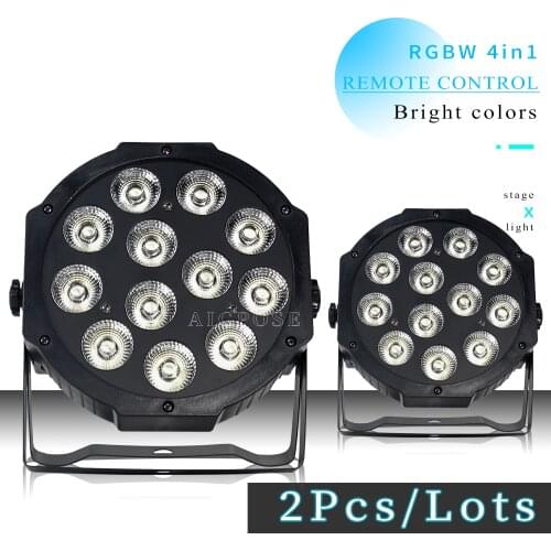 2units 12*12w lamp with Remote 12x12W led Par lights RGBW 4in1 flat par led dmx512 disco lights professional stage dj equipment