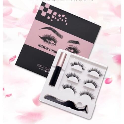 3 Pairs Magnetic Eyelashes 3D Mink Eyelashes Makeup Magnetic Lashes Eyeliner Tweezers Set Natural False Lashes Short Faux Cils
