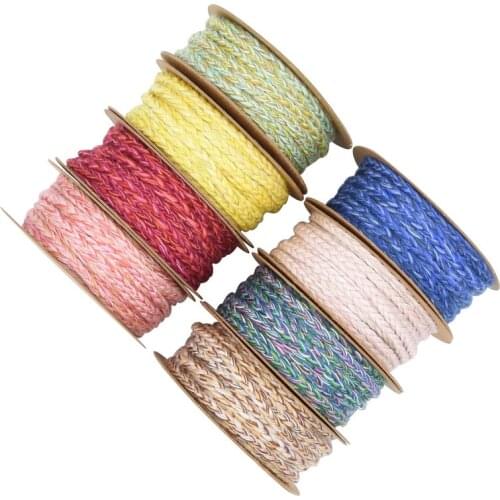 5m/roll Gradient Colorful Braid Rope Ribbon for DIY Crafts Home Decor Gift Card Packing Lace Ribbons