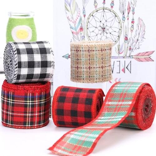 6Meter/Roll Fabric Ribbon 6cm Jute Lattice Burlap DIY Festival Decor Party Crafts Vintage Webbing Christmas Decoration Gift