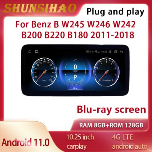Qualcomm android all in one car radio for 10.25“ Benz B B200 B220 B180 W245 W246 W242 2011-2018 Blu-ray navigator carplay