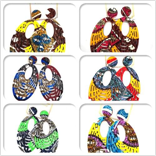 Free Shipping! Fabric wood wooden earrings