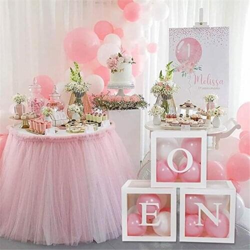 A-Z Alphabet Transparent Name Baby Love Boy Girl Box Balloons Baby Shower Decorations Gender Reveal Party Boy Girl One Year Old