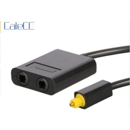 Dual Port Tos link Digital Optical Audio Splitter Adapter Fiber Optic Audio Cable 1 In 2 Out Black color