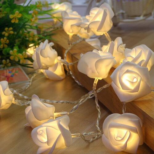 10 20 40LED Rose Flower String Battery Powered Fairy Lights Wedding Home Birthday Valentines Day Event Party Garland Decoration