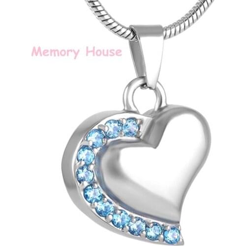 IJD8018 Fashion Women Cremation Jewelry Crystal Inside Heart Charm Pendant for Ashes - Memorial Necklace for Love