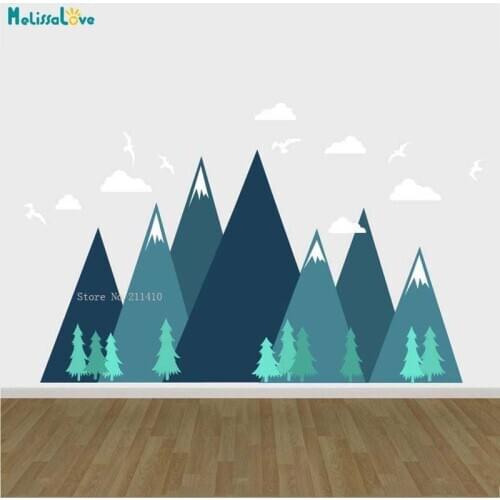 Exquisite Mountain Design Vinyl Wall Stickers Custom Colors Kids Nursery Decor Baby Room Nordic Style Decals Handmade YT5238