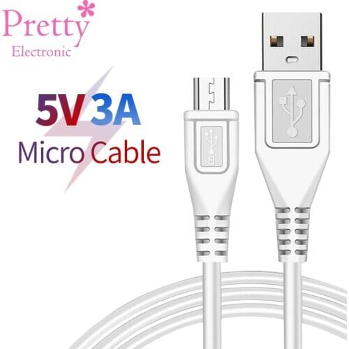 Micro USB Data Cables 3A Fast Charging Data Transmission Microusb Smart Mobile Phone Cord White Wire 1m 1.5m 2m For Telephone