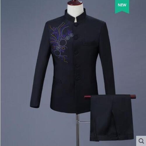 Chinese tunic suit men suits designs homme terno stage costumes for singers jacket men sequins blazer dance star style dress