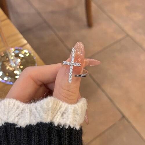 Punk Cross Mens Rings Hip Hop Fashion Adjustable Opening Rings For Women Men Party Jewelry Gothic Ring Accessories Gift