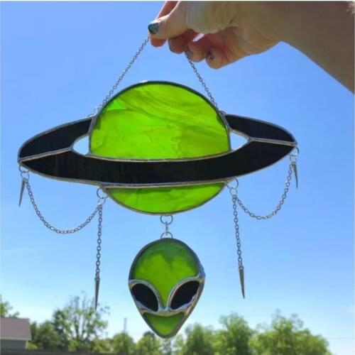 Color Wind Bell Planetary Exostar Head Wind Chimes Hanging Craft Outdoor Indoor Garden Decorations Pendant Home Decor Ornament