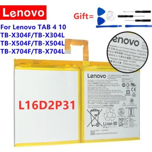 Lenovo TAB4 10 Battery/TB-X304F/TB-X304L/TAB4 10 REL/TB-X504F/TB-X504L TAB4 10 Plus/TB-X704F/TB-X704L Tablet L16D2P31 7000mAh