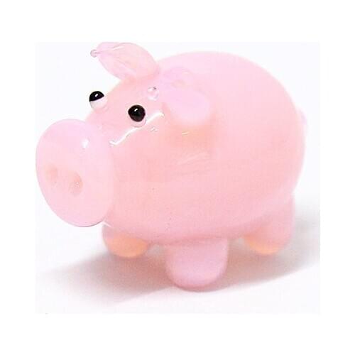 Handmade Miniature Murano Pink Glass Pig Figurine Gift For Kids Christmas Home Decor Accessories Cute Pet Animal Craft Ornaments