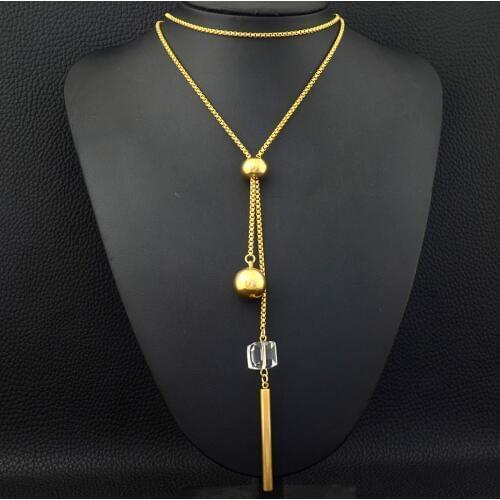 Fashion Stainless Steel Jewelry For Woman and Girl 800mm Long Charm Sweater Chain Necklace Pendant High Quality NEILAHBE